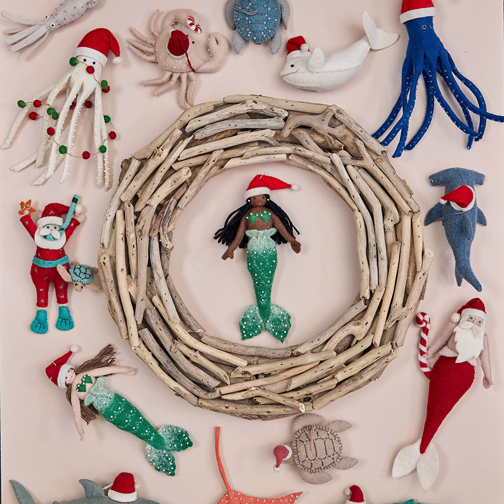 Christmas Mermaid Ornament Brown