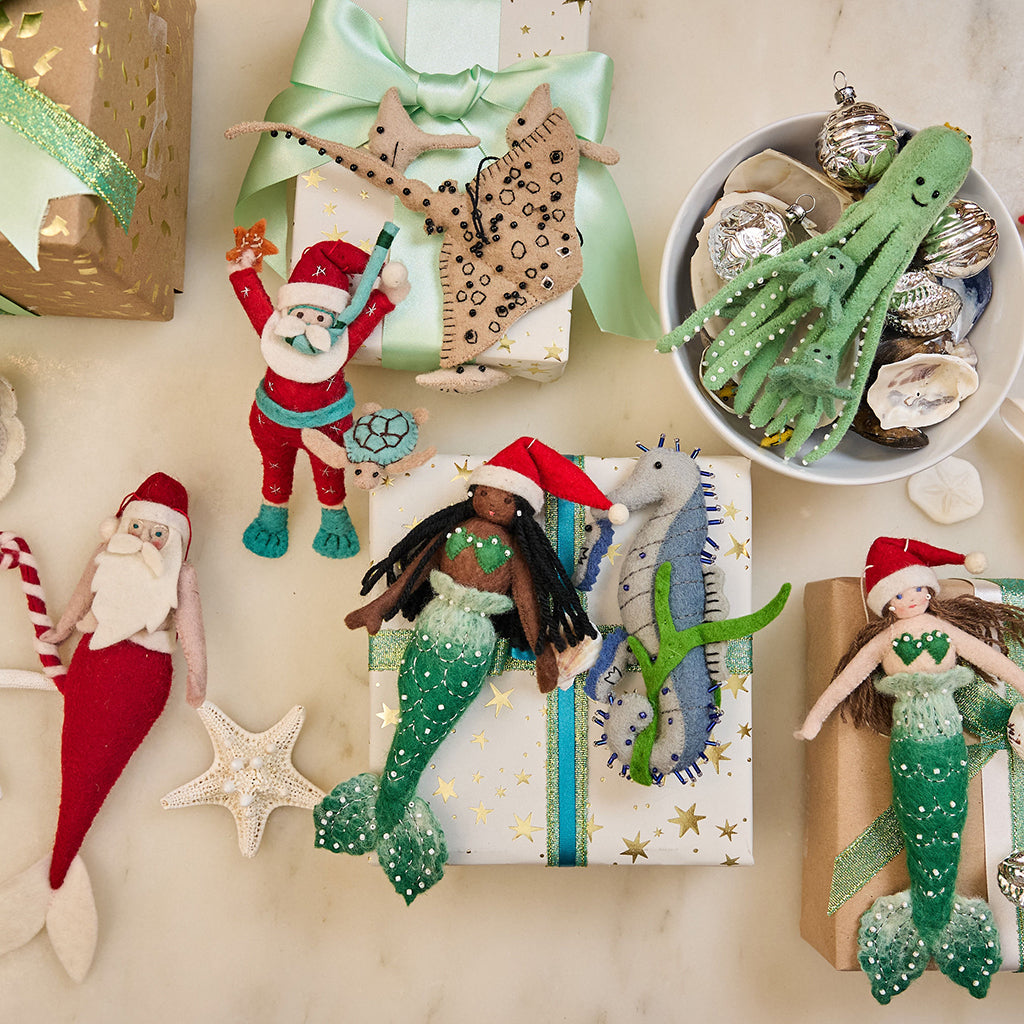 Christmas Mermaid Ornament Brown