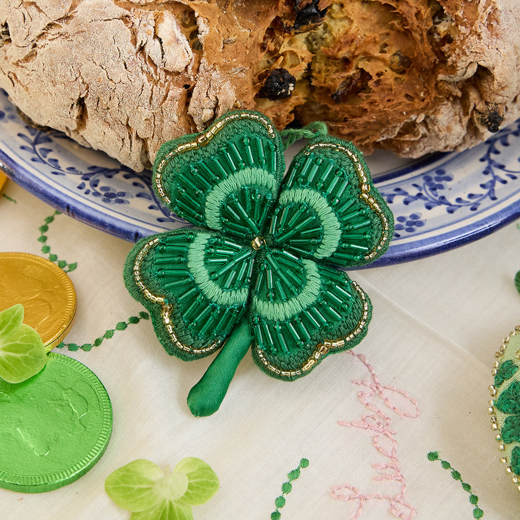 Four-Leaf Clover Beaded Ornament
