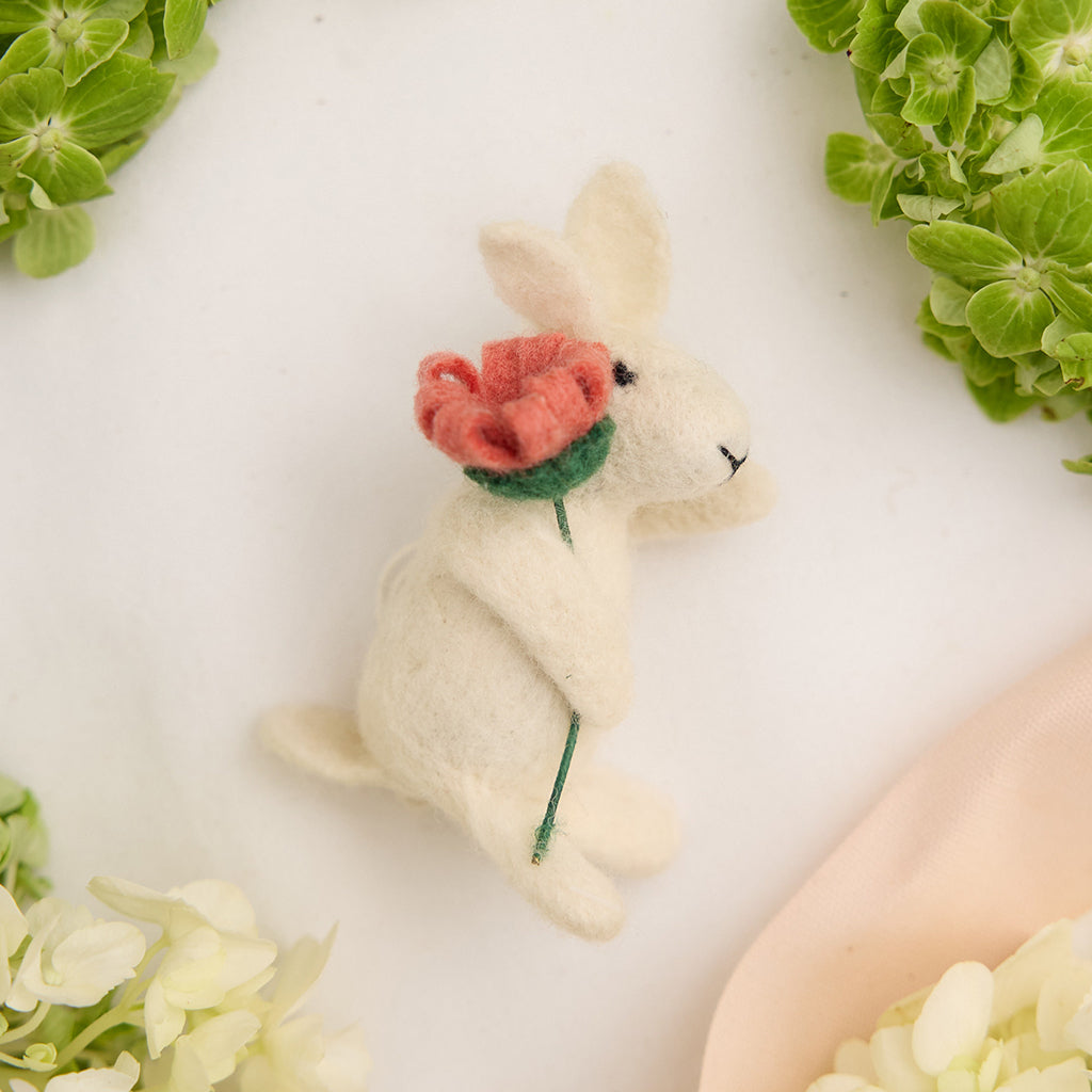White Bunny with Flower