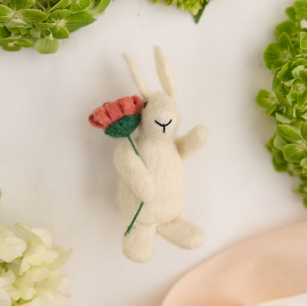White Bunny with Flower