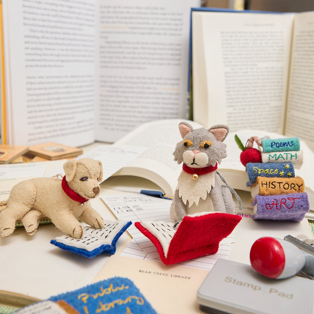 Reading Cat Ornament