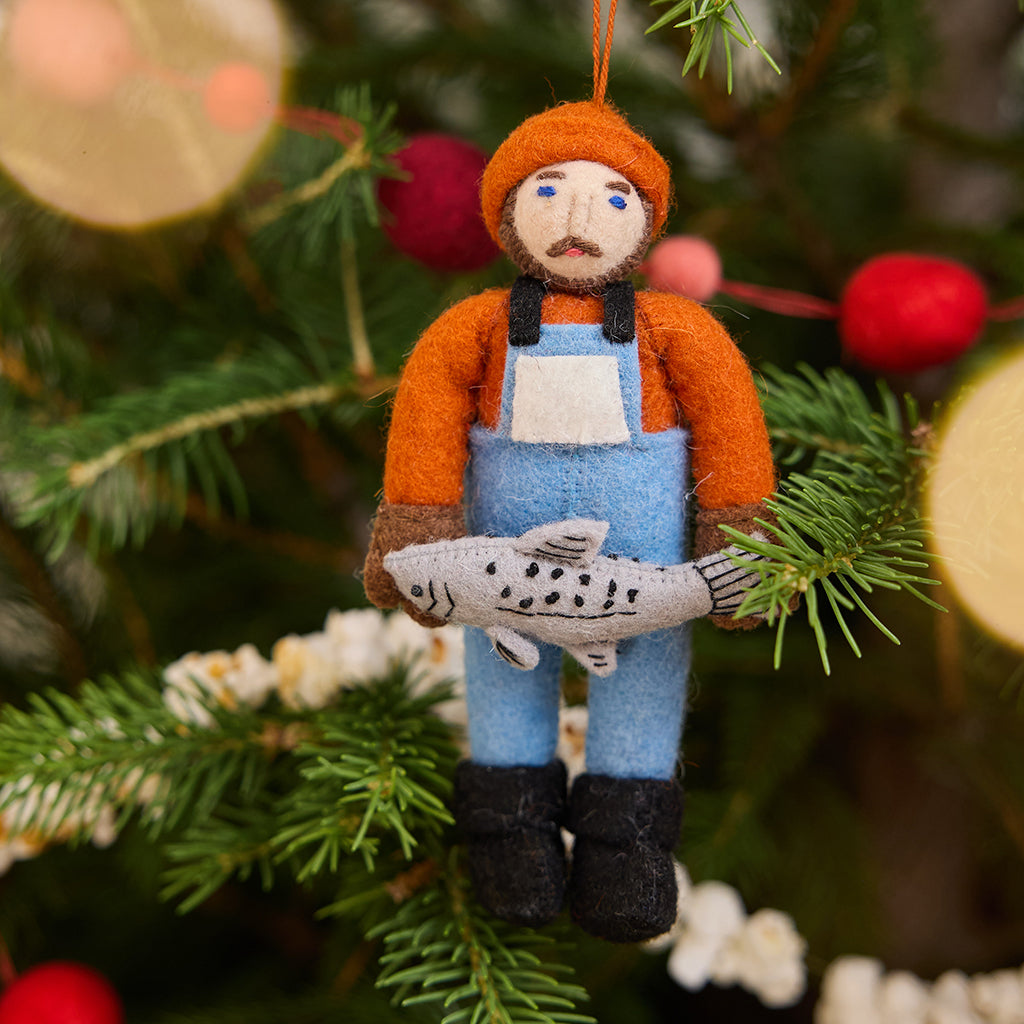 Salmon Fisherman Ornament