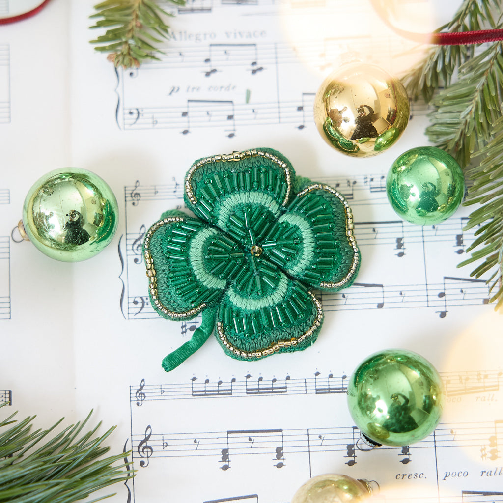 Four-Leaf Clover Beaded Ornament