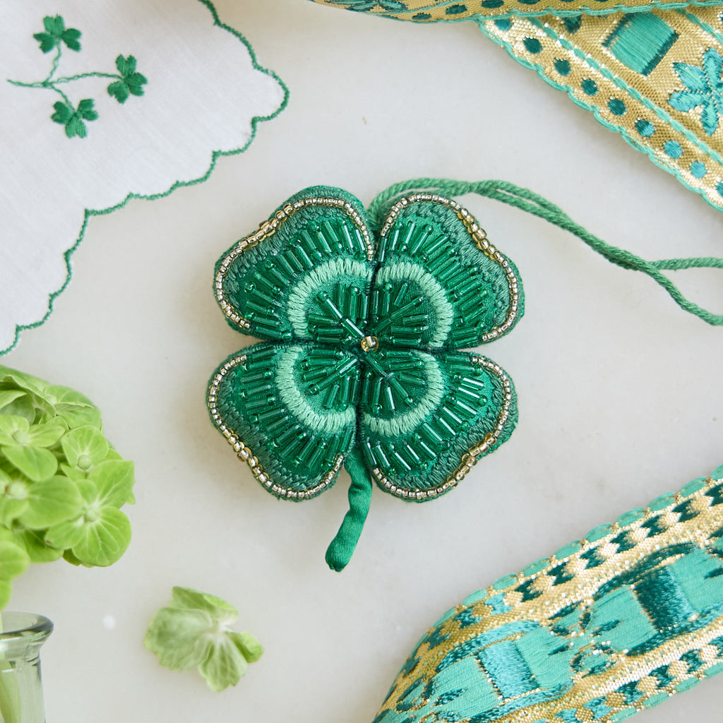 Four-Leaf Clover Beaded Ornament