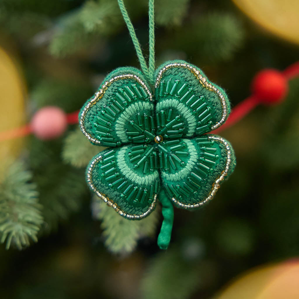 Four-Leaf Clover Beaded Ornament
