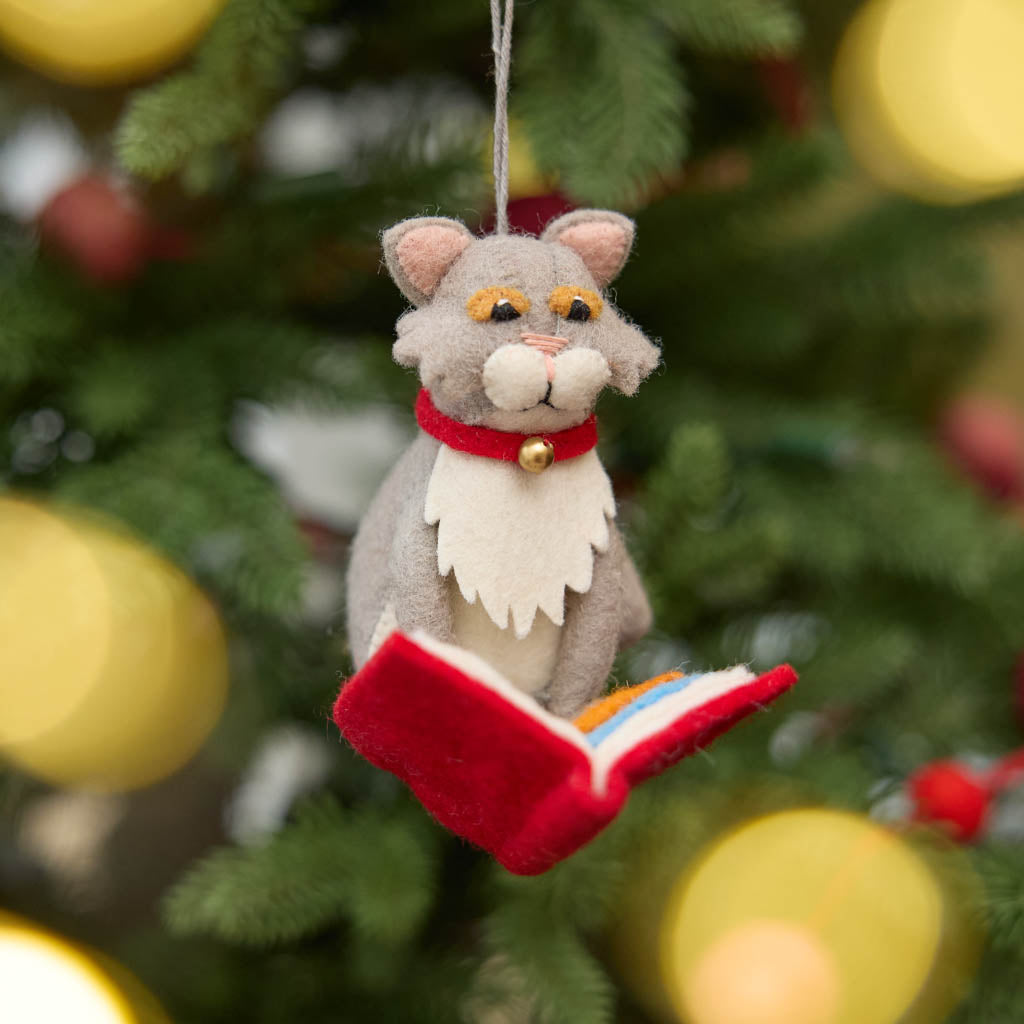 Reading Cat Ornament