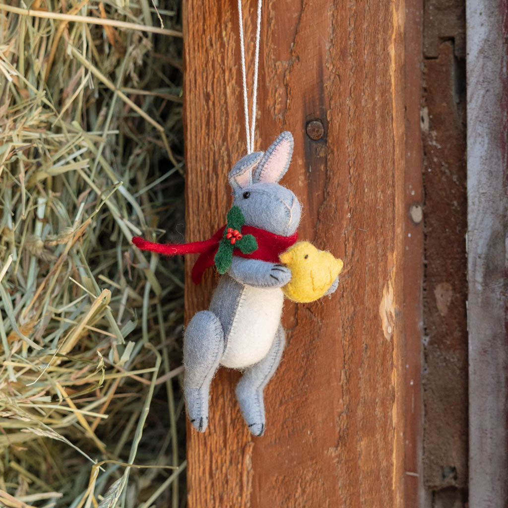 Gray Bunny with Chick