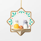 Cat Star Wood Ornament