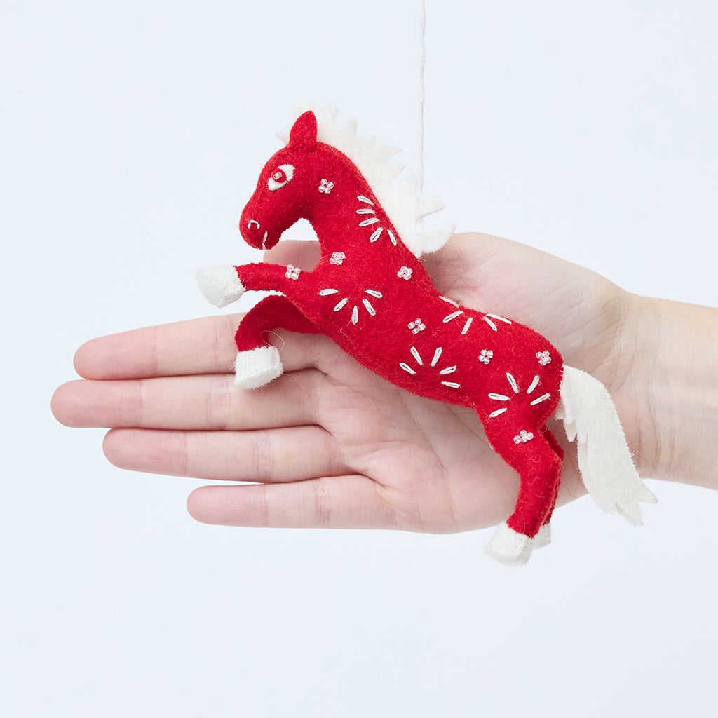 Chinese Red Horse Ornament