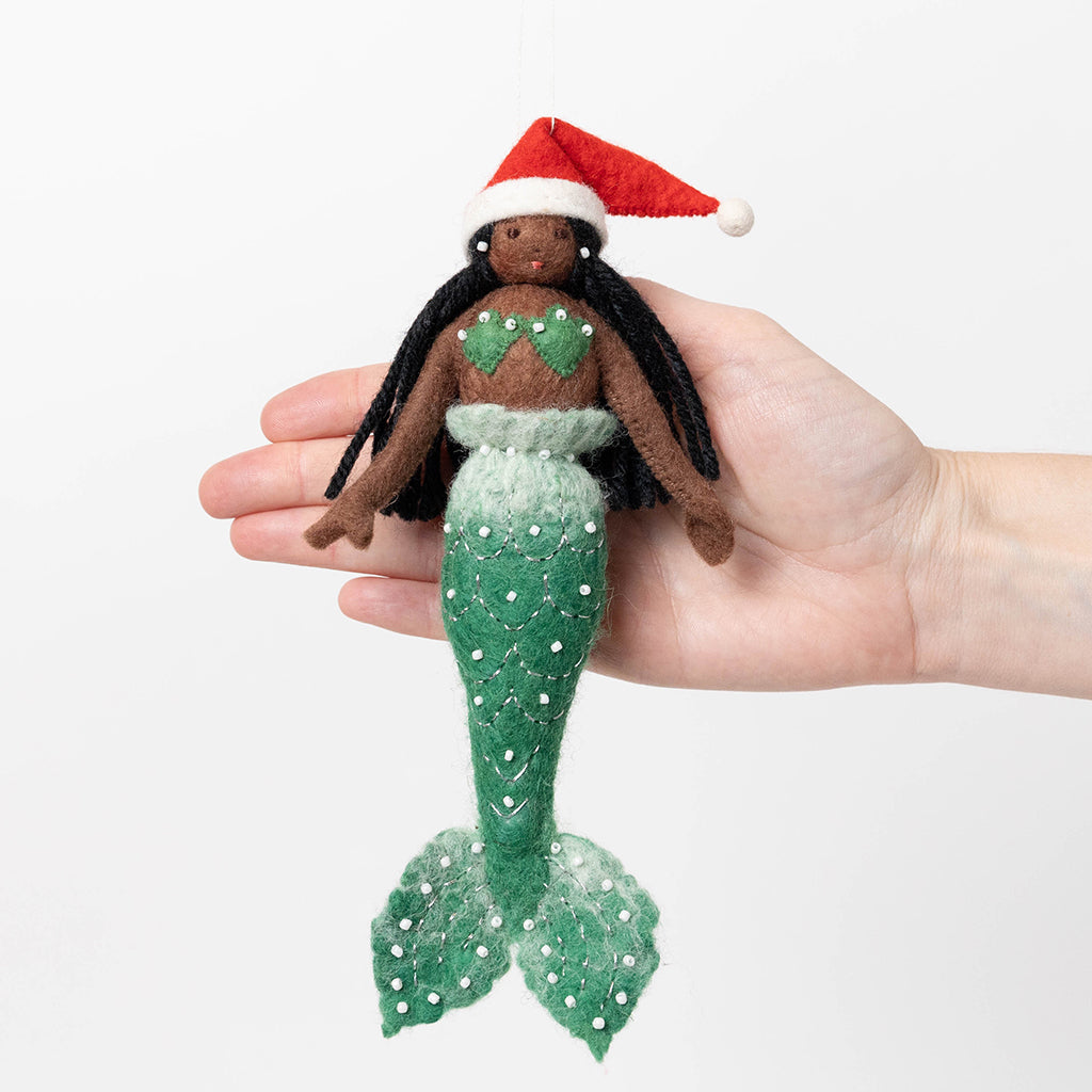 Christmas Mermaid Ornament Brown