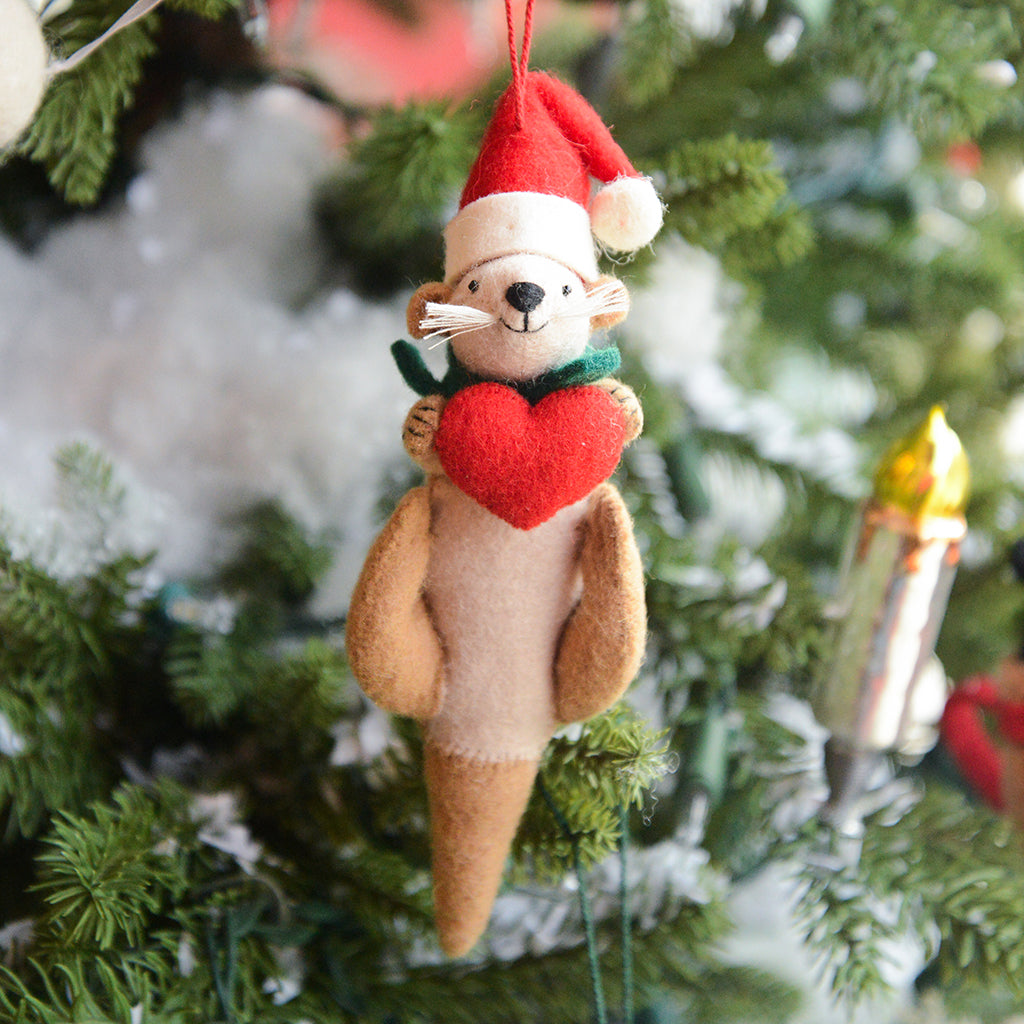 Santa Otter Love Ornament