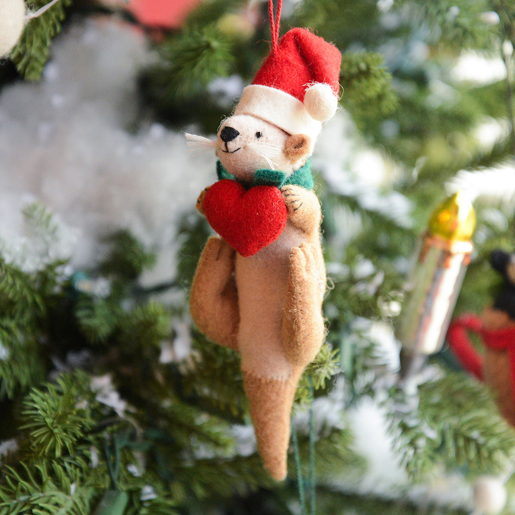 Santa Otter Love Ornament