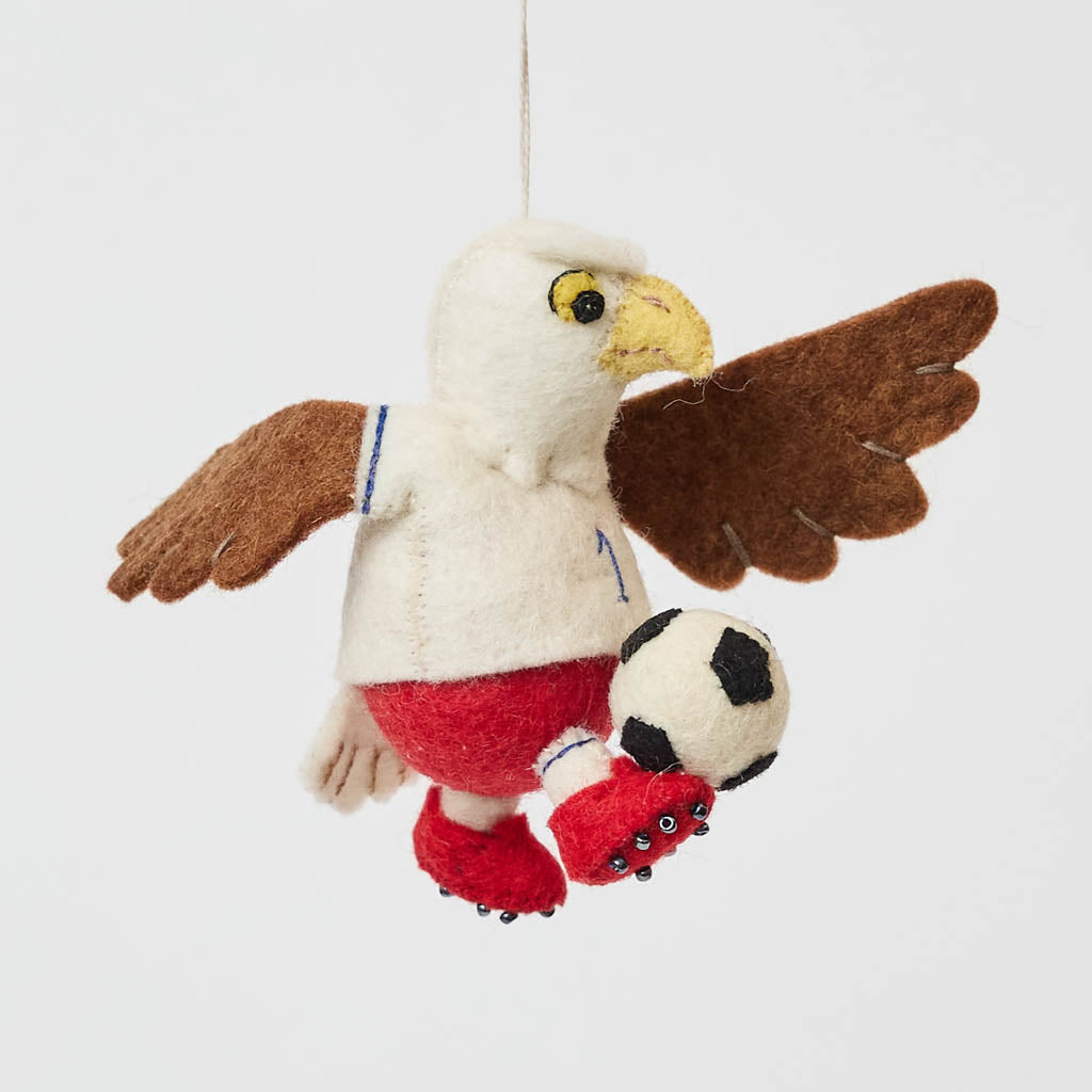 Eagle Playing Soccer Ornament