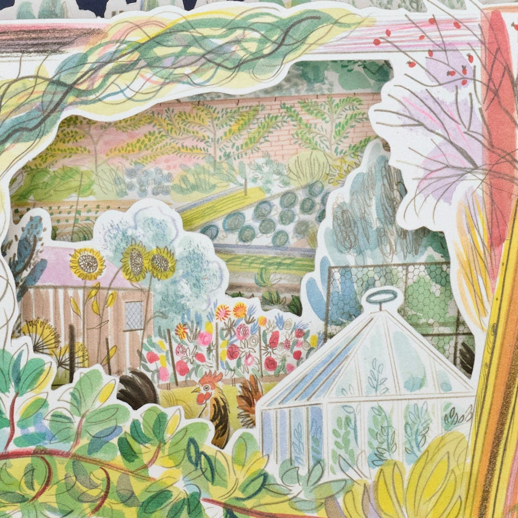 Chickens in Garden Card