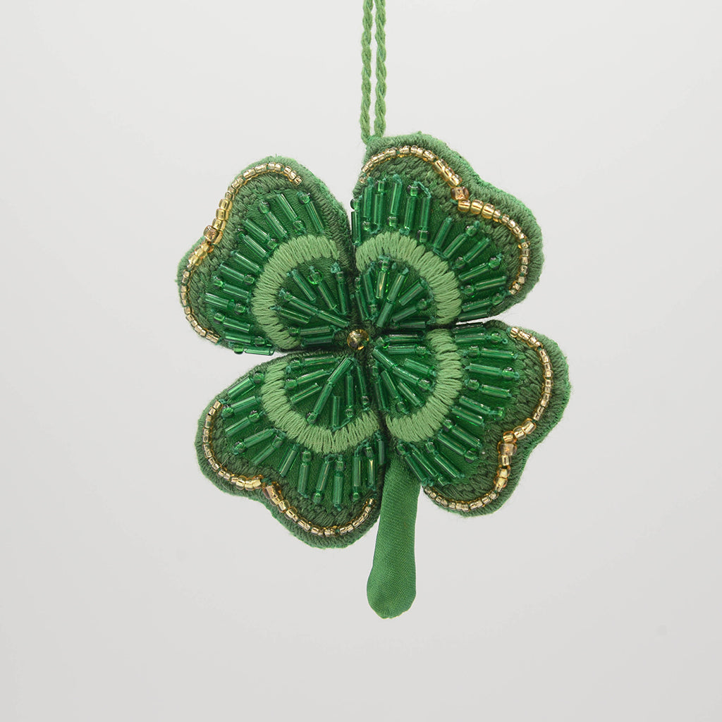 Four-Leaf Clover Beaded Ornament