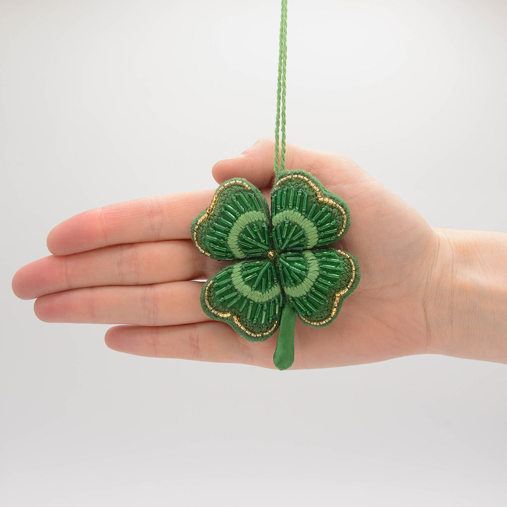 Four-Leaf Clover Beaded Ornament