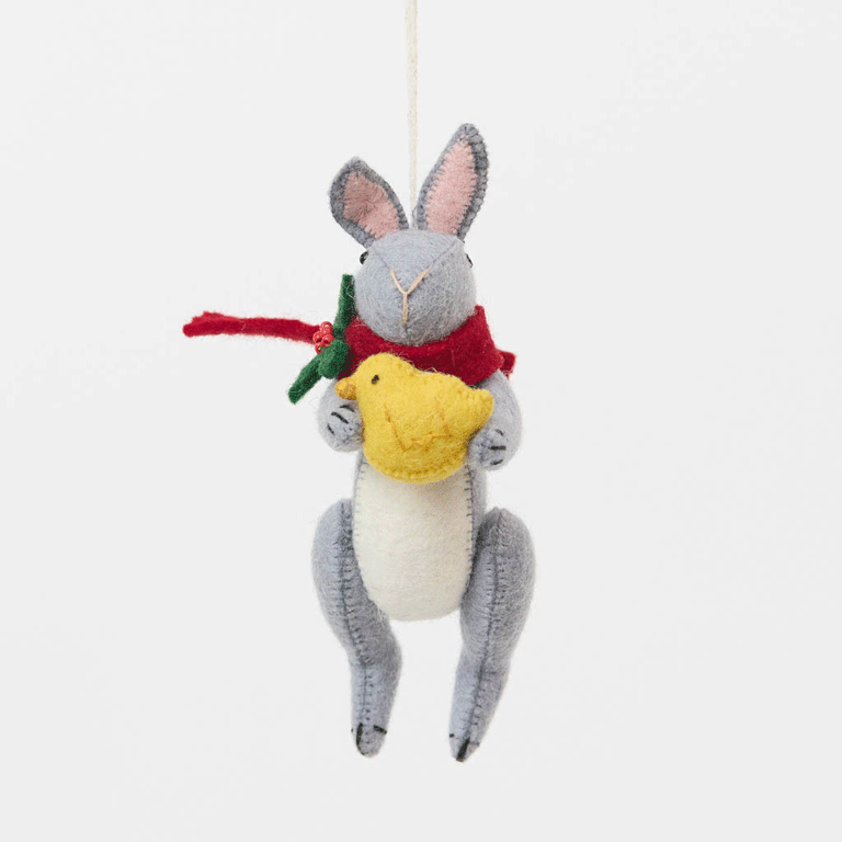 Gray Bunny with Chick
