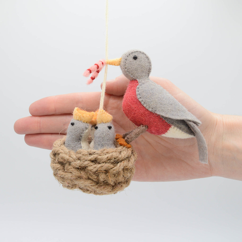 Robin with Babies Ornament