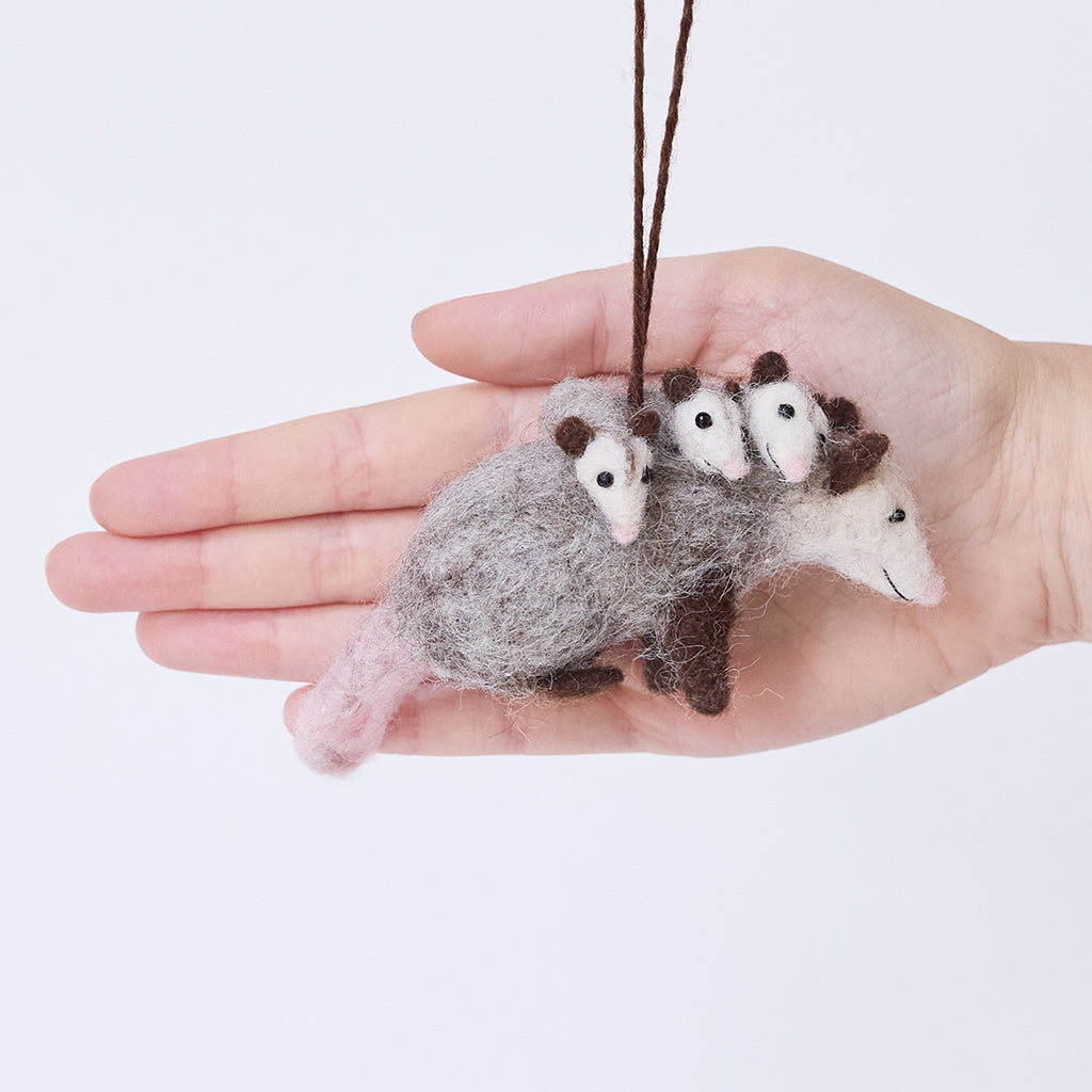 Fuzzy Opossum with Babies