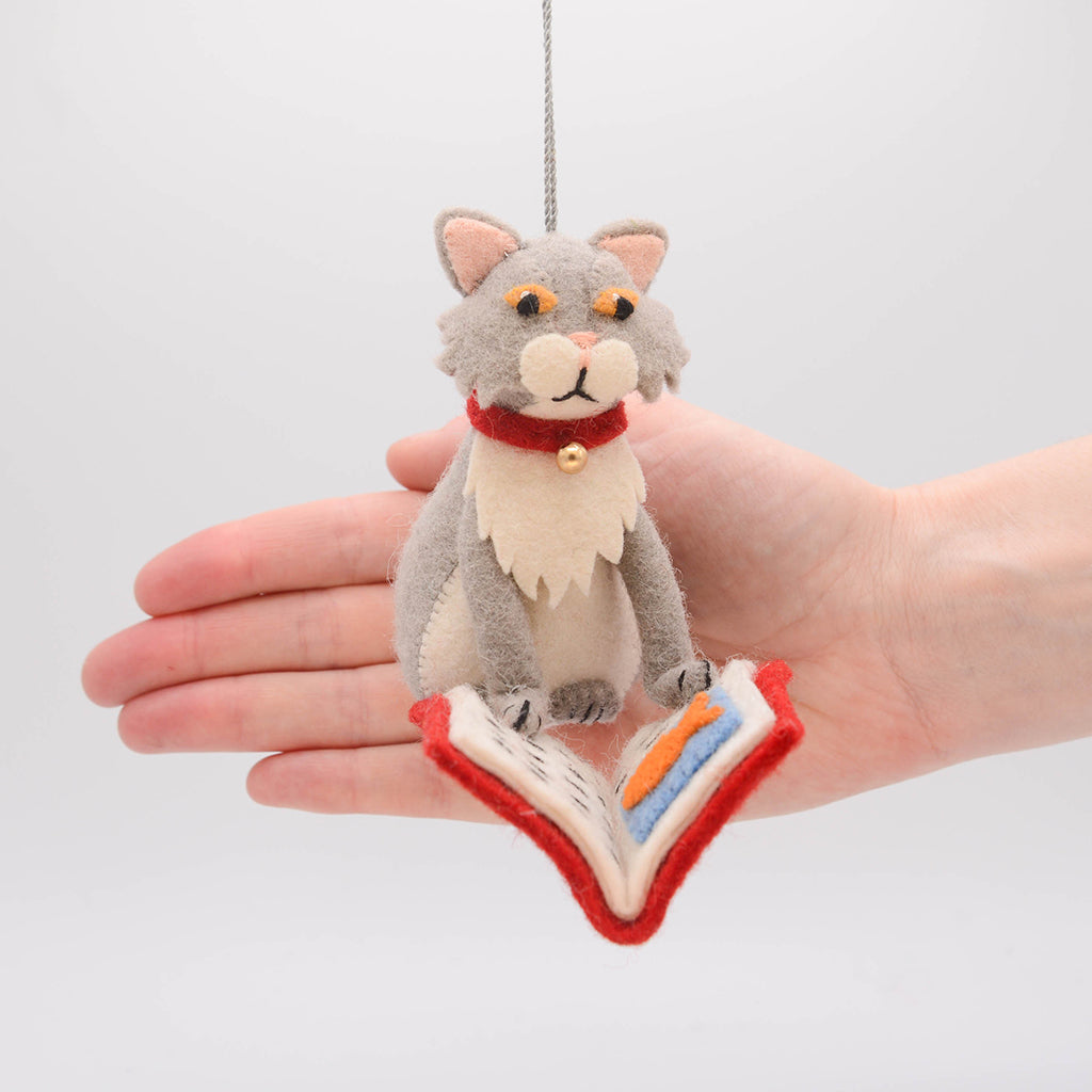 Reading Cat Ornament