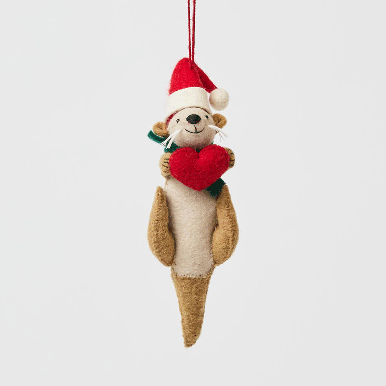 Santa Otter Love Ornament