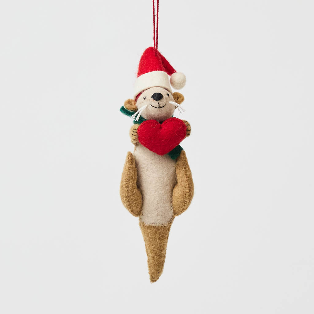 Santa Otter Love Ornament
