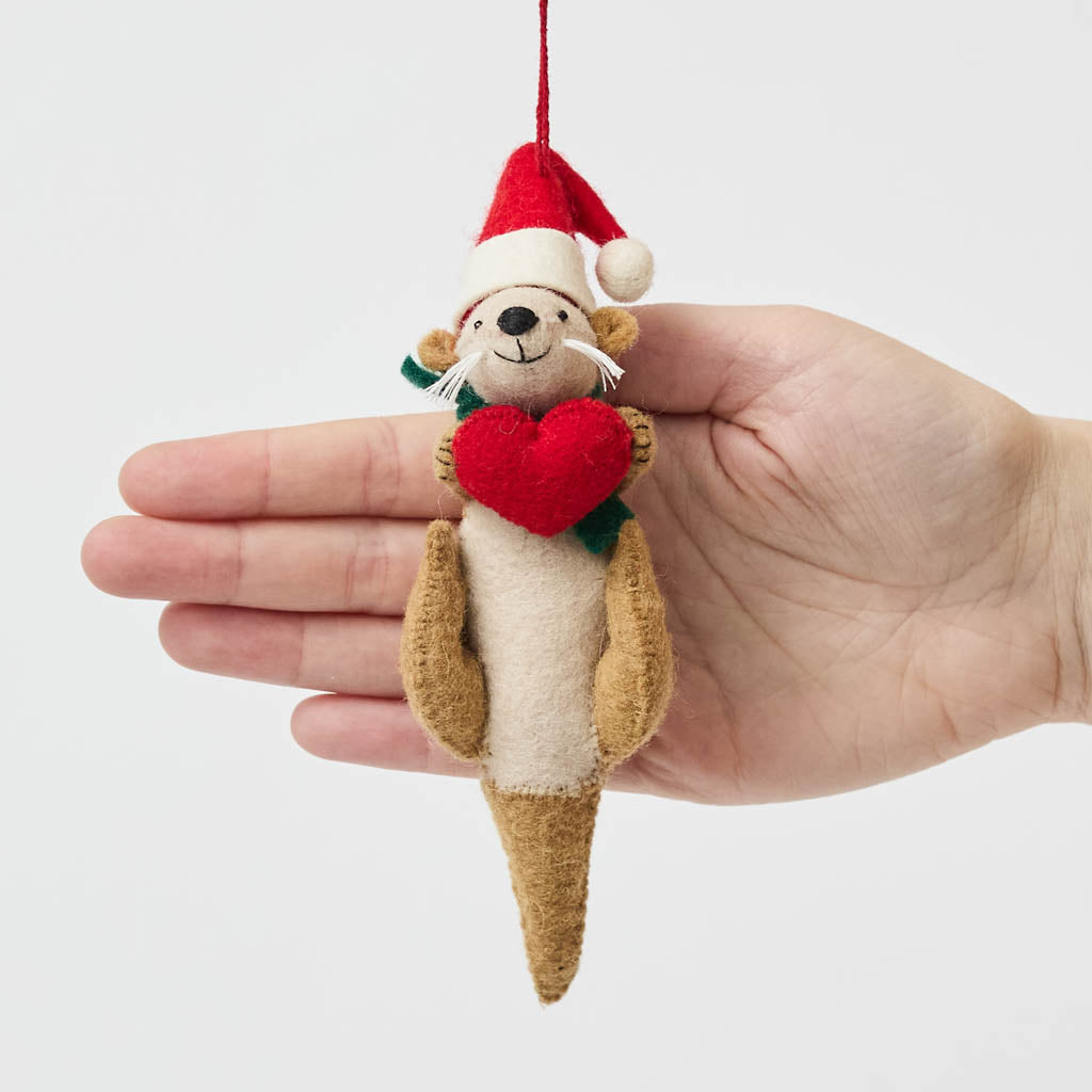 Santa Otter Love Ornament