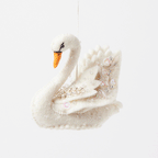 Beaded White Swan Ornament